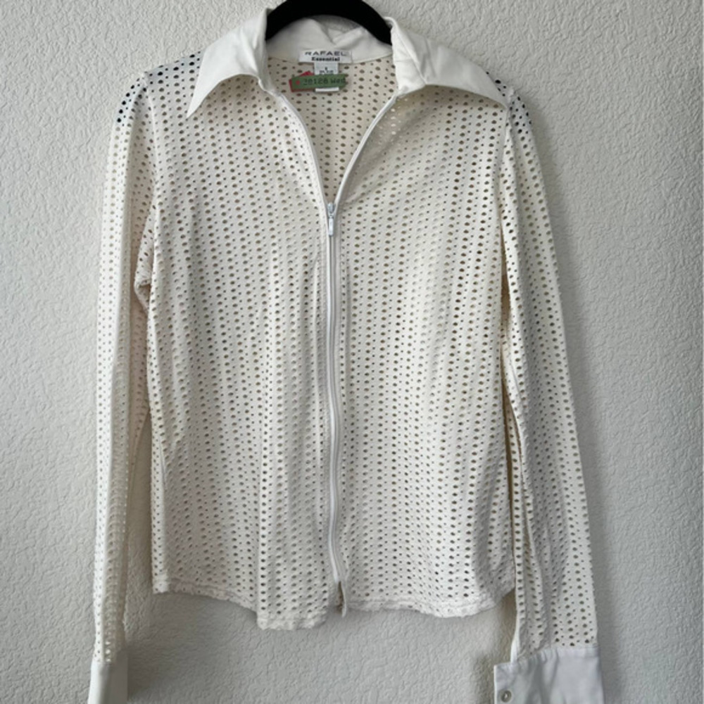 Rafael Essential Small White Mesh Zipup Jacket